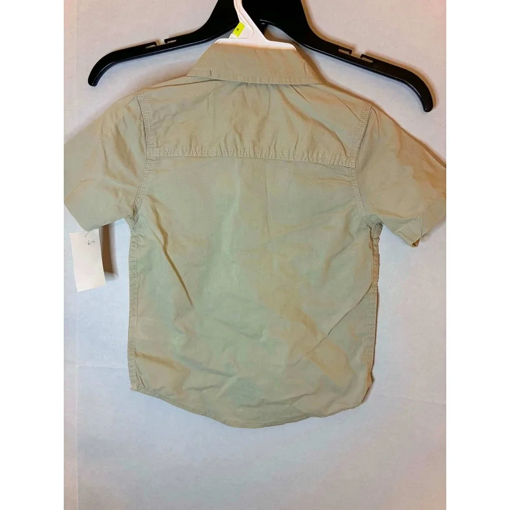 OshKosh Button Down Shirt Boys 4 Khaki Tan NWT Short Sleeve Workwear 3K312310